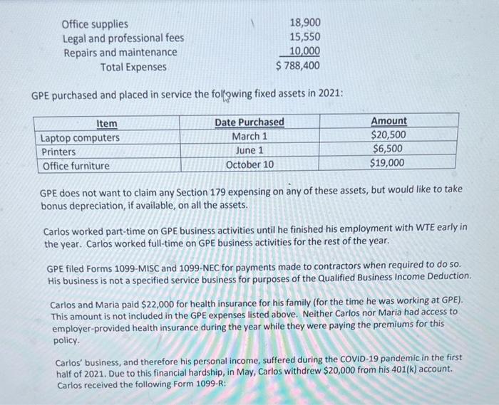 1040. If required information is missing, use reasonable assumptions to fill in