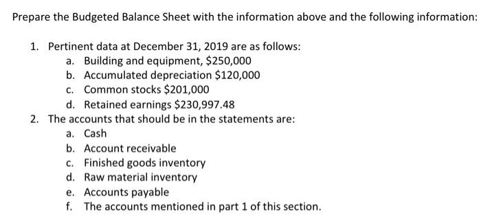 Budget assuming: 1. Expected sales volume: 8,000 units for the first quarter,