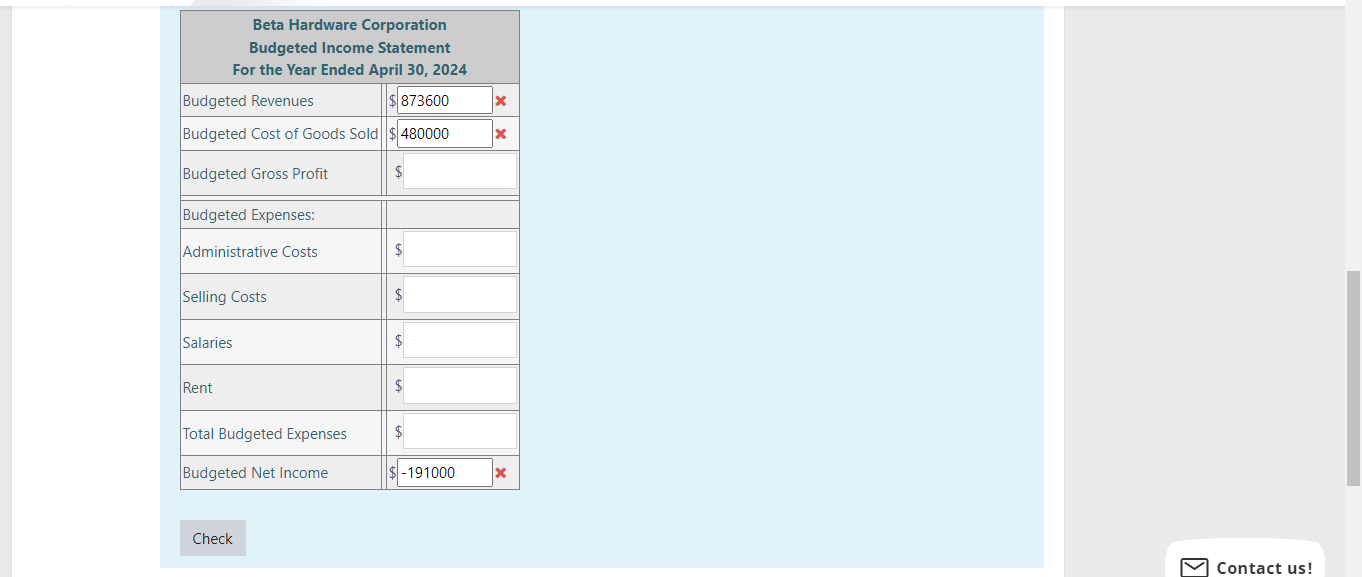 Take me to the text The following is Beta Hardware Corporation's income
