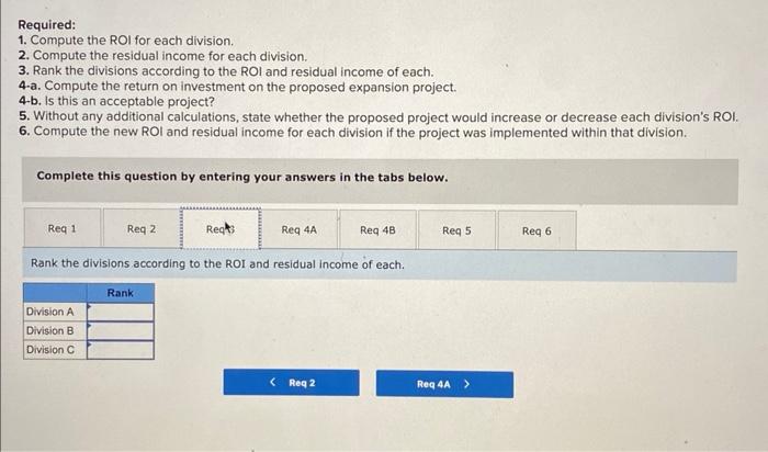 three divisions are as follows: Wescott is considering an expansion project in