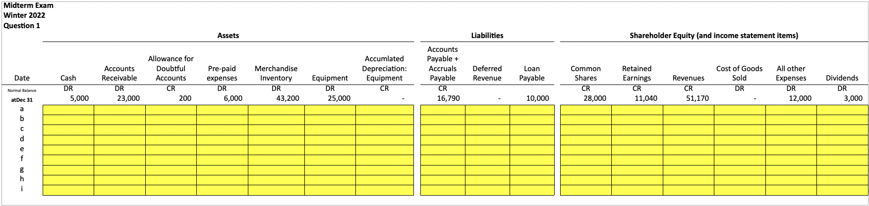 balance for One-Size-Tire Corporation is provided in the excel file called "BUSI-1003