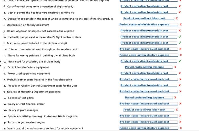a product cost or a period cost. Indicate whether each product cost