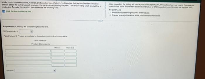 margin per direct labor hours available Contribution margin per direct materials used