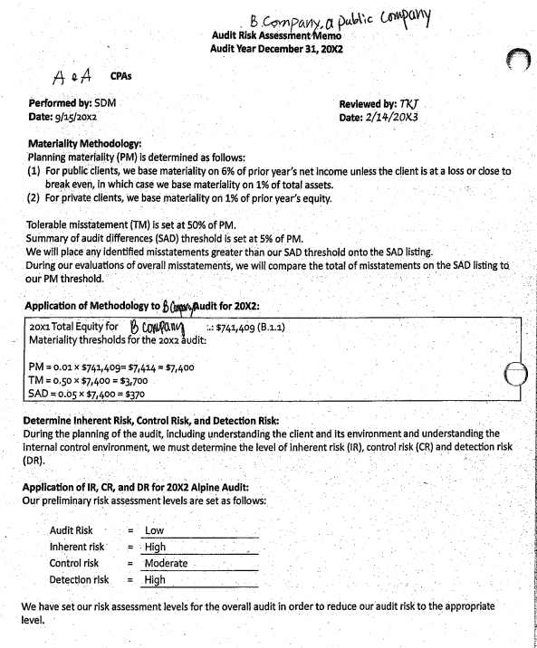 and have the opportunity to assess the auditors performance of the required