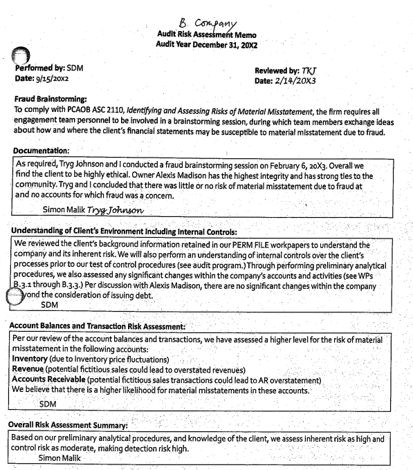 procedures. In addition, you will be able to consider B Companys overall