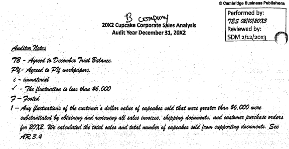 some documents are audit work papers created by A&A as they conducted