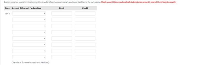 two proprietorships on January 1,2022 , are presented below. Sorensen and Lucas