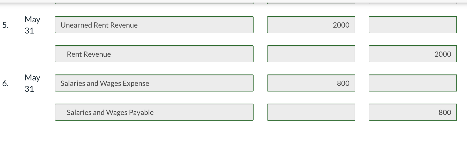 31 Balance & \( \sqrt{\hline} \) \end{tabular} May 31 Adjusting J1 Land