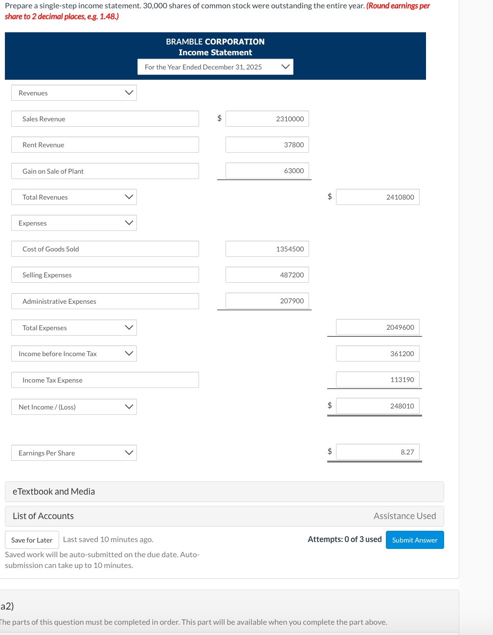 physical count of inventory on December 31 resulted in an inventory amount