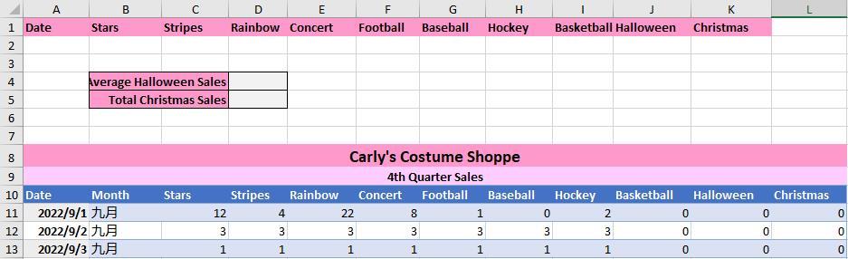 1. In cell D4, use the SUBTOTAL function to calculate the
