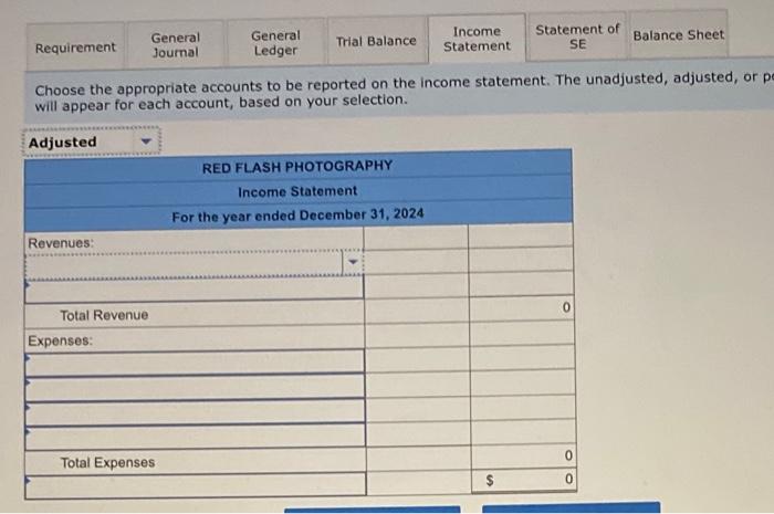 Revenue, \$6.000; Common Stock $60.000; and Retoined Earnings, \$35,000. During 2024, the