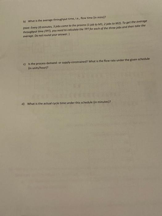 are the names for four machines. The numbers are activity times in