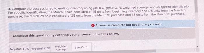 identification, the March 9 sale consisted if 45 units from beginning inventory