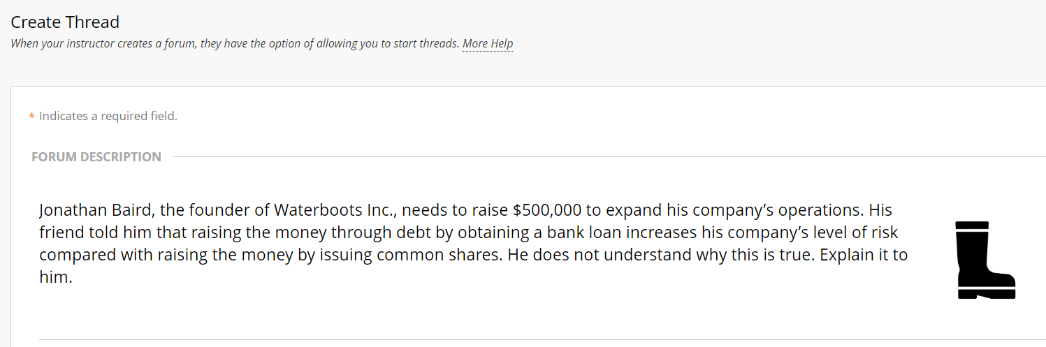  Create Thread When your instructor creates a forum, they have the