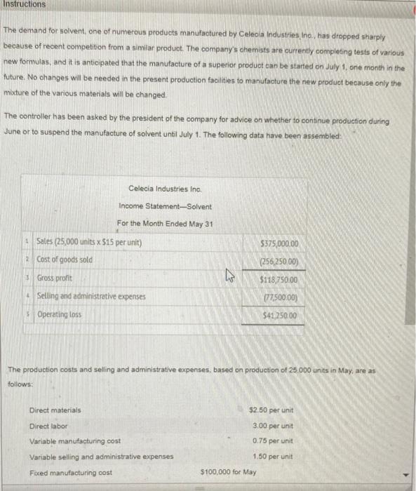 2)INSTRUCTIONS: INSTRUCTIONS continued and required: The demand for solvent, one of numerous