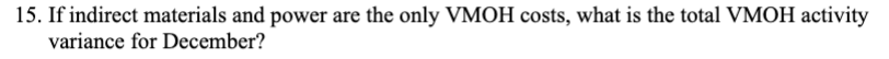 staircases, has provided the following data for December: 15. If indirect materials
