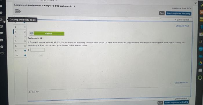  Assignment: Assignment 2t. Chapter 9 coC problems \&-1a aleg and Study