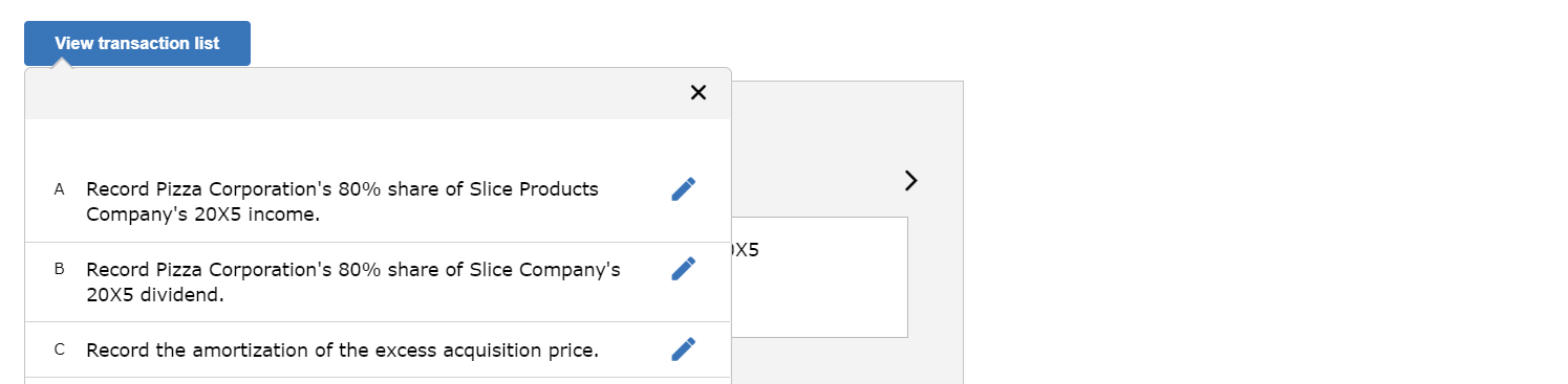 it. Thanks. Pizza Corporation acquired 80 percent ownership of Slice Products Company