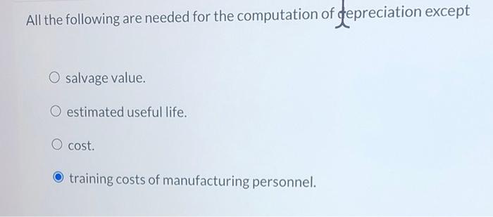class exercise need help All the following are needed for the computation