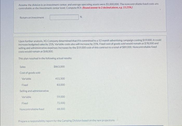 the division were cost of goods sold ($334,000) and selling and administrative