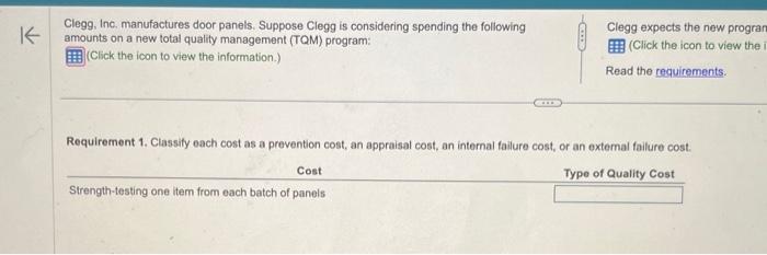 Should Clegg implement the new quality program? Give your reason. Clegg, Inc.