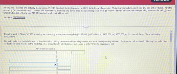  i need requirement 1 and 2. (absorption costing and variable costing).