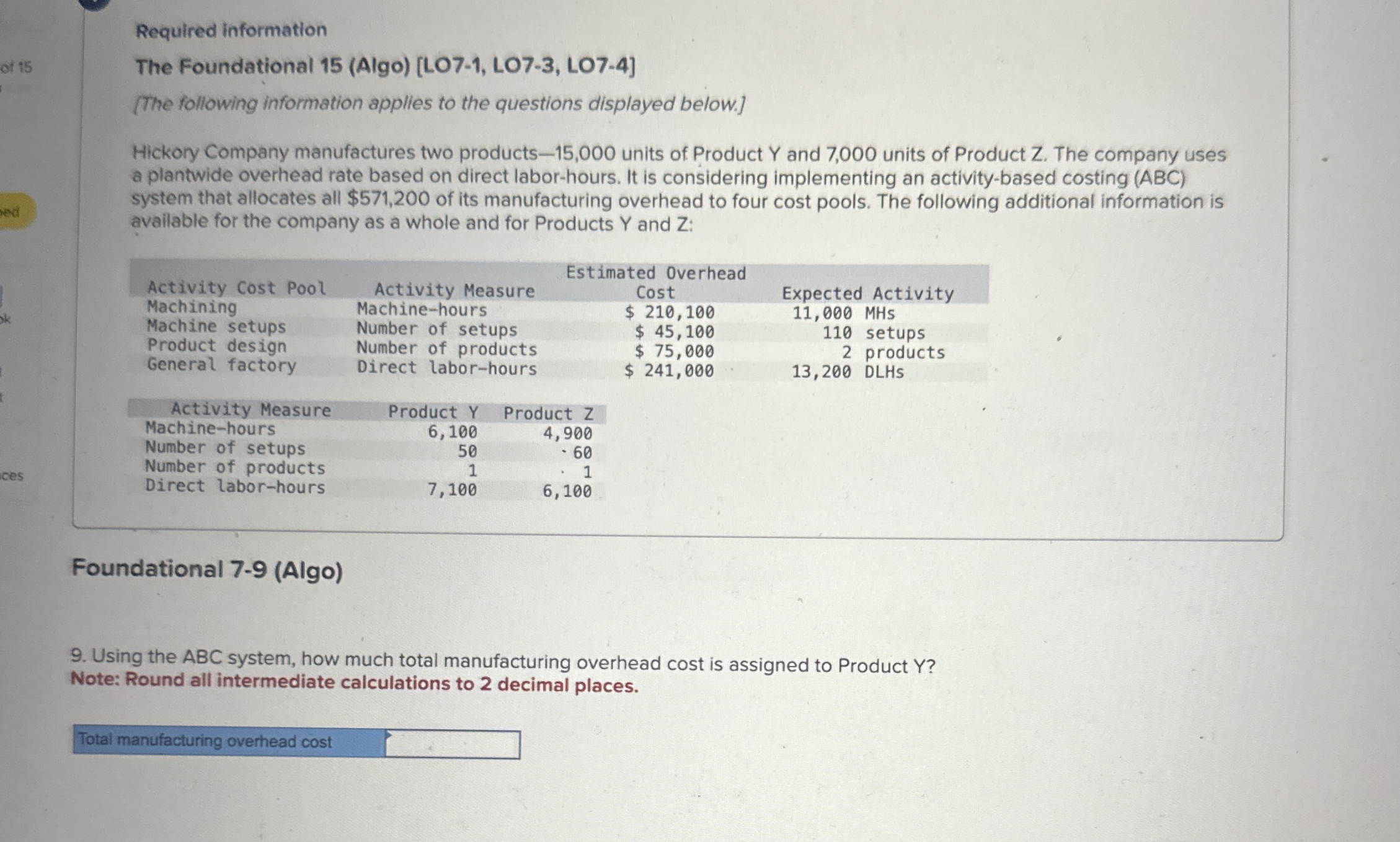  Required information The Foundational 15(Algo)[LO7-1, LO7-3, LO7-4] [The following information applies