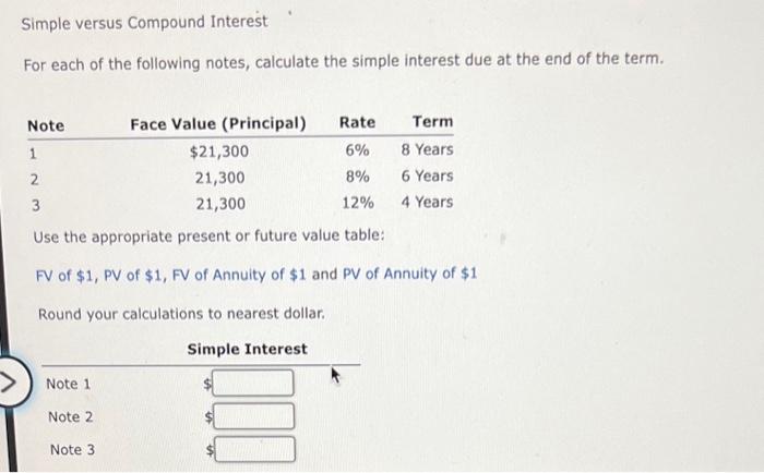  ANSWER PLEASE The notes are one the pictures. Simple versus Compound