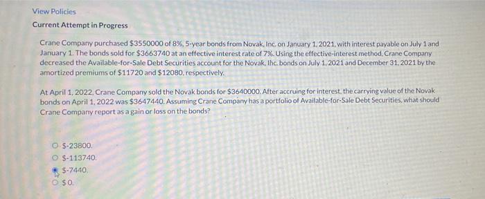 please help, urgent needed View Policies Current Attempt in Progress Crane Company