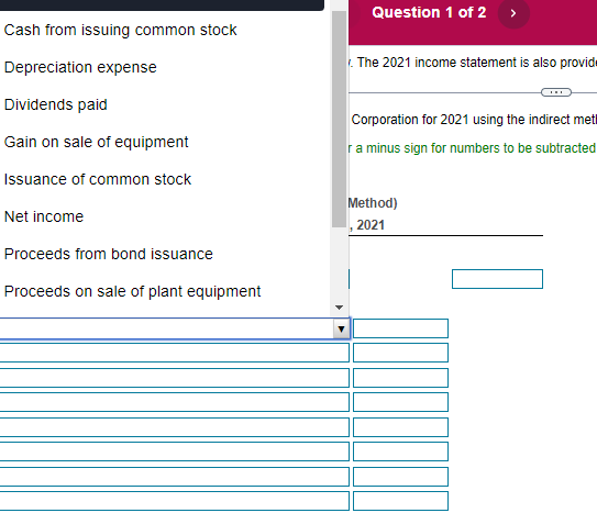 and all information provided. Thanks! \$21,000. The company purchased plant assets and