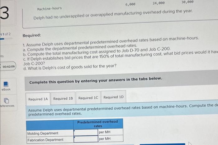  Machine-hours Delph had no underapplied or overapplied manufacturing overhead during the