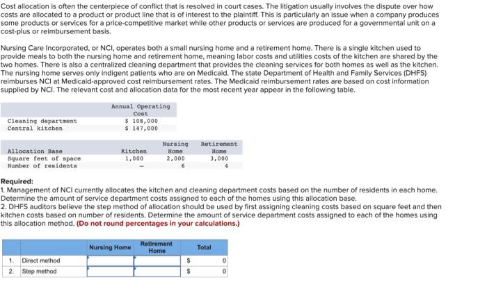just answer will like Cost allocation is often the centerpiece of conflict