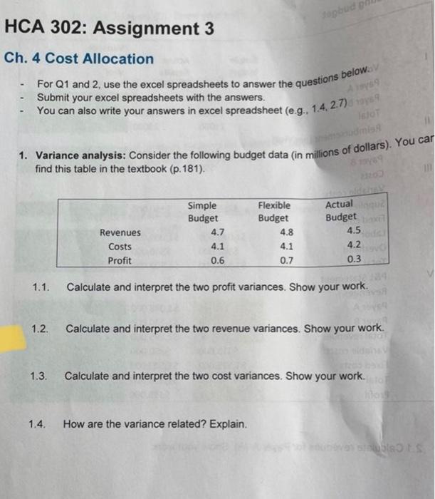 in excel please show work Ch. 4 Cost Allocation - For Q1