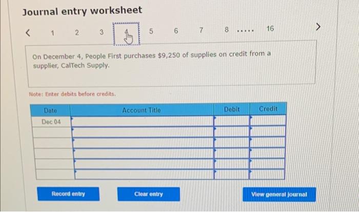 Account Title Debit Credit Date Dec 02 Record entry Como Journal entry