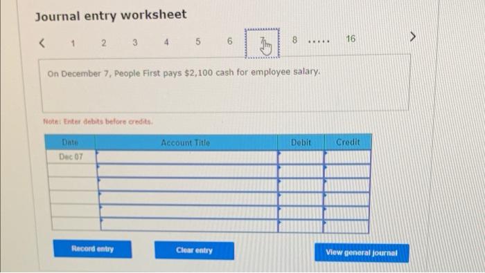 before credits. Account Title Debit Credit Date Dec 03 Record entry Clear