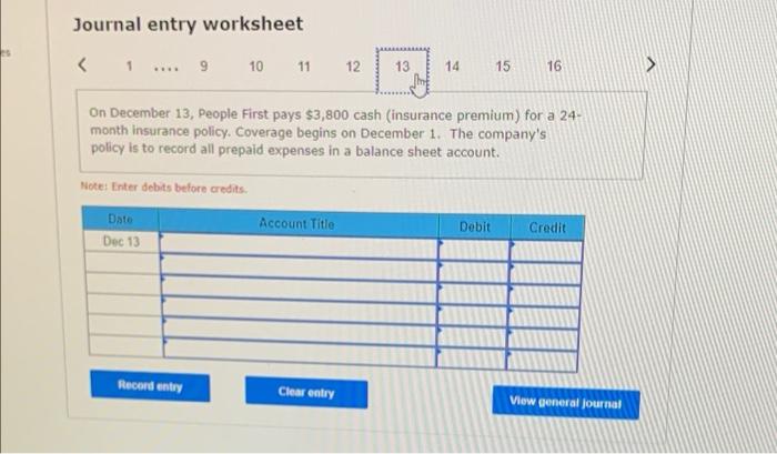 debits before credito Account Title Debit Credit Date Dec 11 Record entry