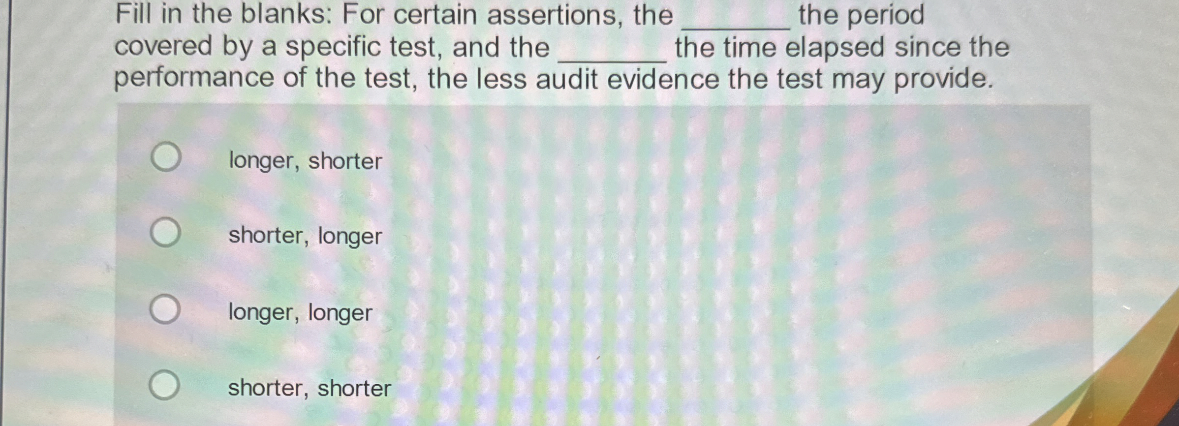  covered by a specific test, and the the time elapsed since
