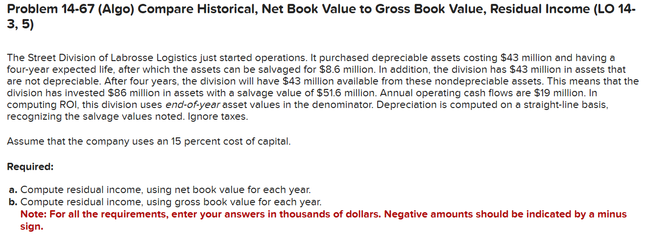  Problem 14-67(Algo) Compare Historical, Net Book Value to Gross Book Value,