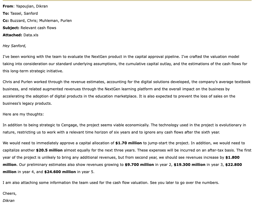 NextGen project is an example of how the financial appraisal of an