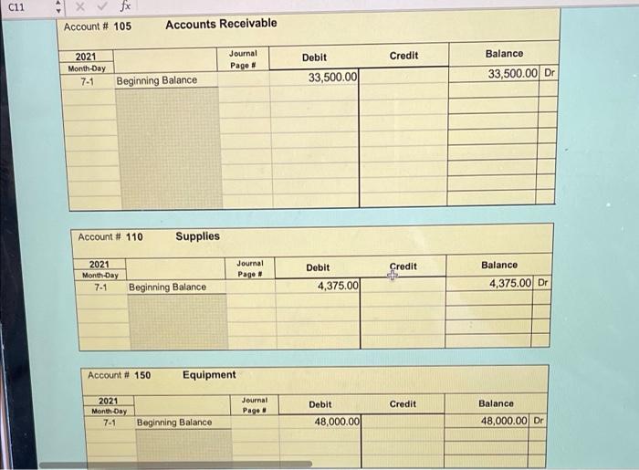 new mowing equipment, paying cash to the mower dealer. July 1 Pay