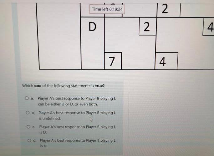 which one of the following statements is true? a. Player A receives