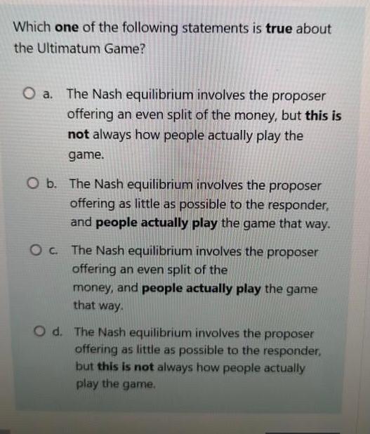 2 units of payoff and player B receives 7 units of payoff.
