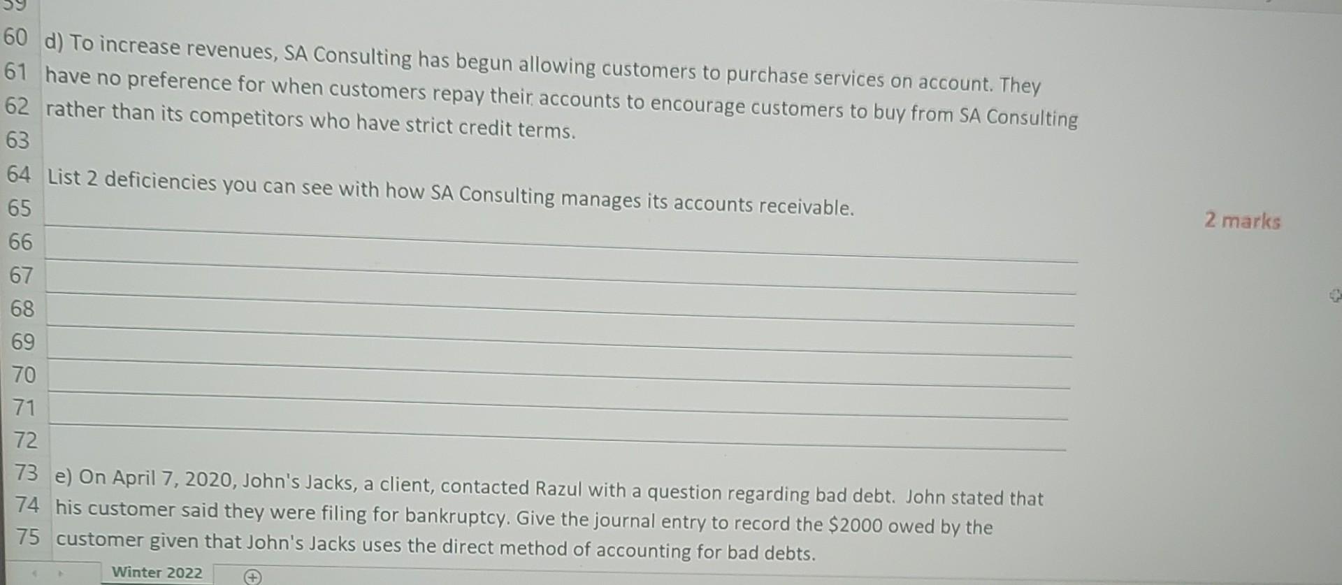 Amy decided to start a partnership called SA Consulting on January 1,