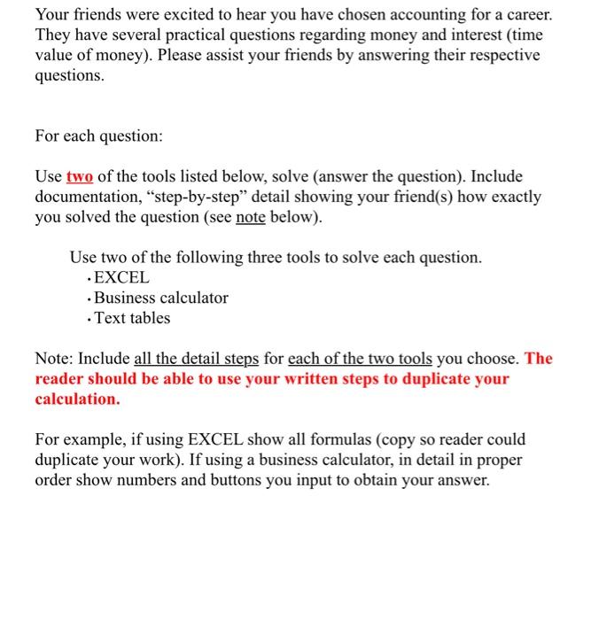  show calculation step by step and do it on excel Your