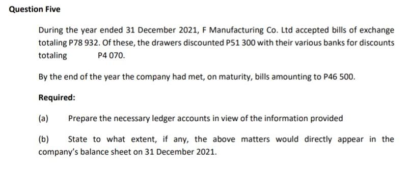  BoE 5 Question Five During the year ended 31 December 2021,