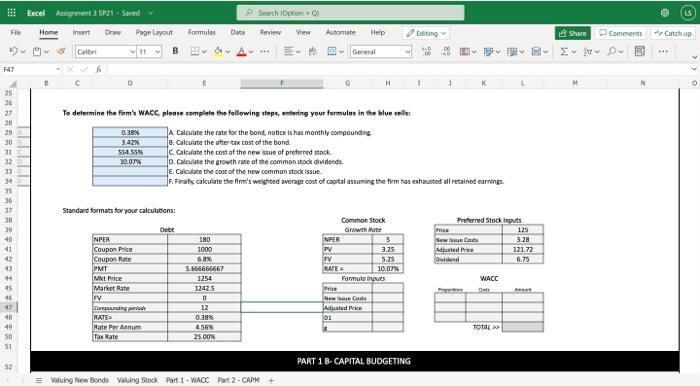 and target market value proportions Source of Capital Long term debt Preferred