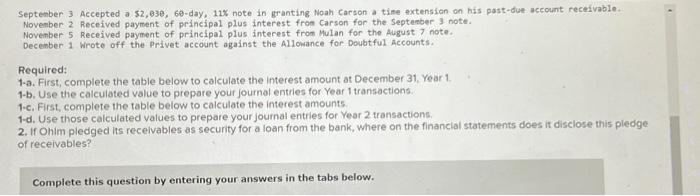 following transactions are from Ohim Company. Note: Use 360 days a year.