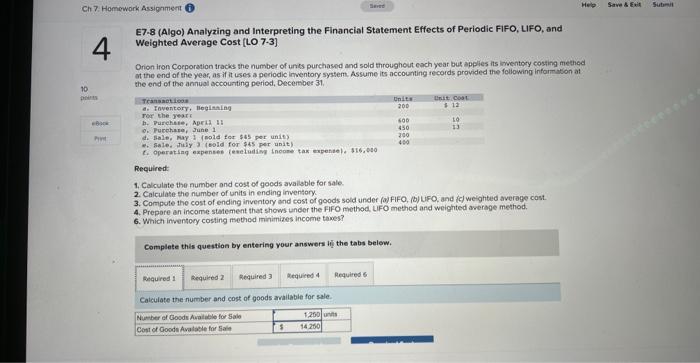 help E7-8 (Algo) Analyzing and Interpreting the Financial Statement Effects of Periodic
