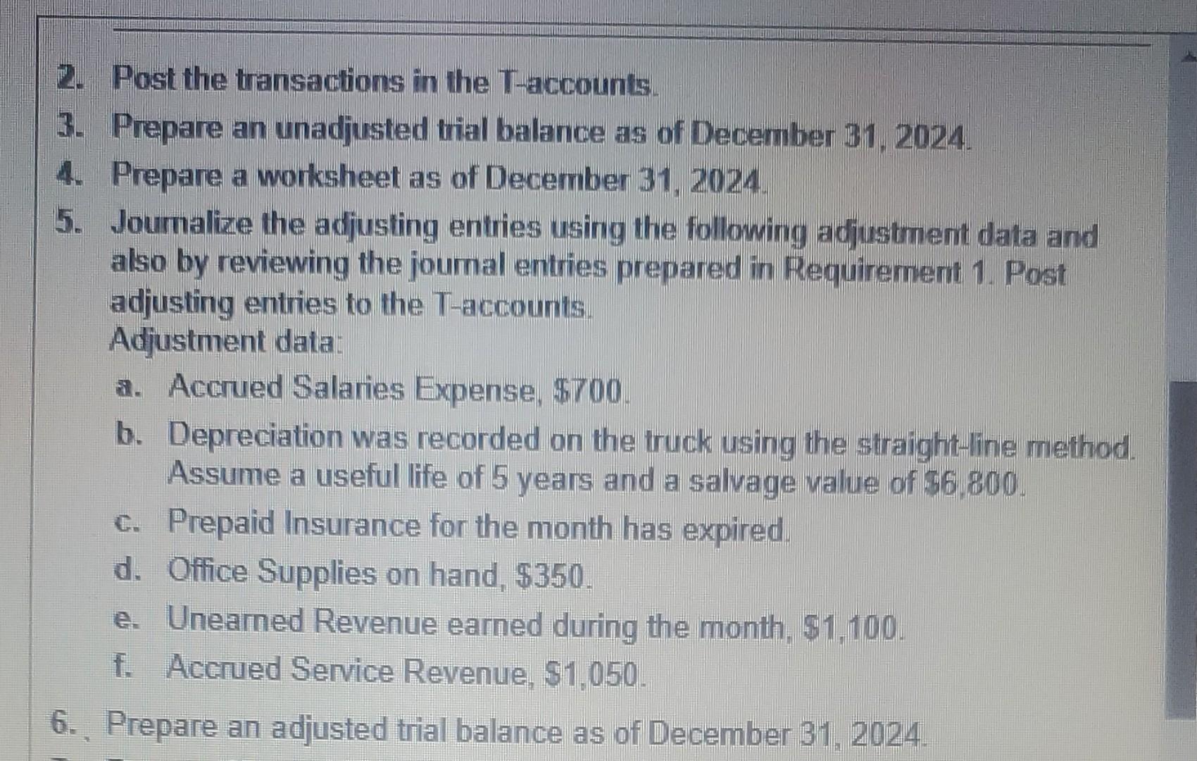 using the following chart of accounts. Explanations are not required. Cash Accounts