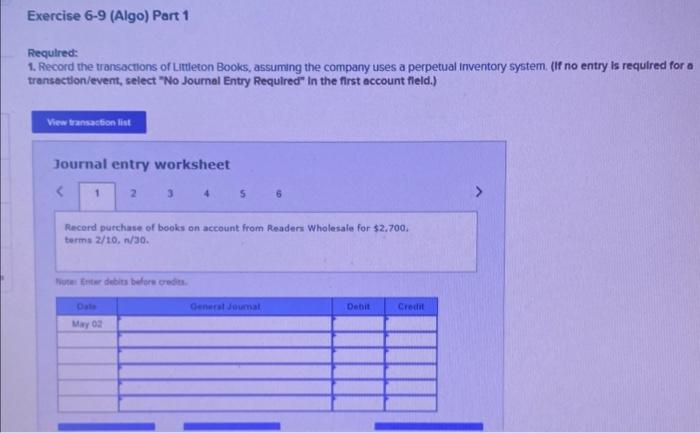(LO6-5) [The following informonion apolles to the questions displayed below] Littleton Books